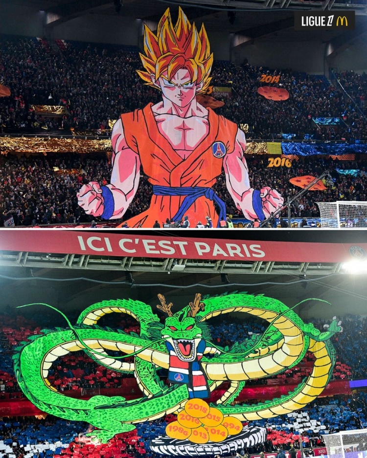 逝世一周年，法甲官推曬昔日巴黎主場龍珠TIFO：鳥山明經(jīng)典永存