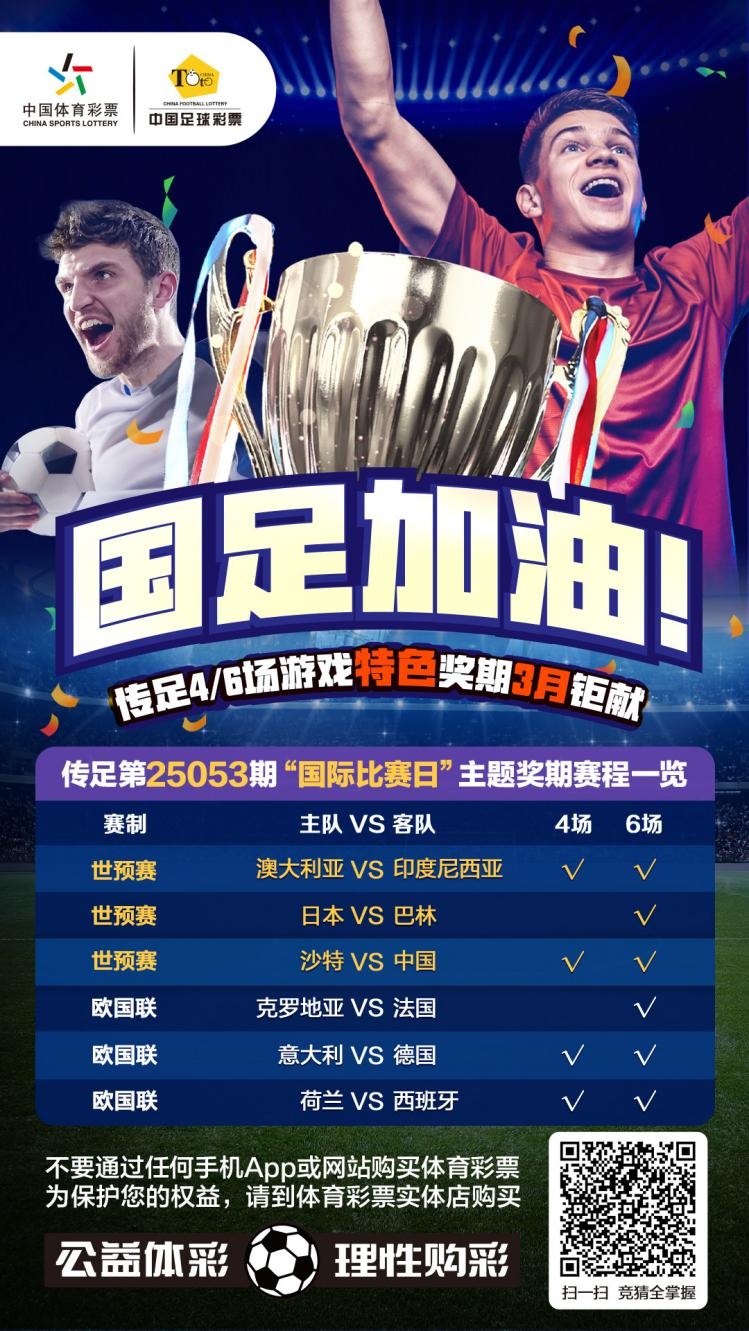 國(guó)足加油！傳足特色獎(jiǎng)期第25053期聚焦國(guó)際比賽日