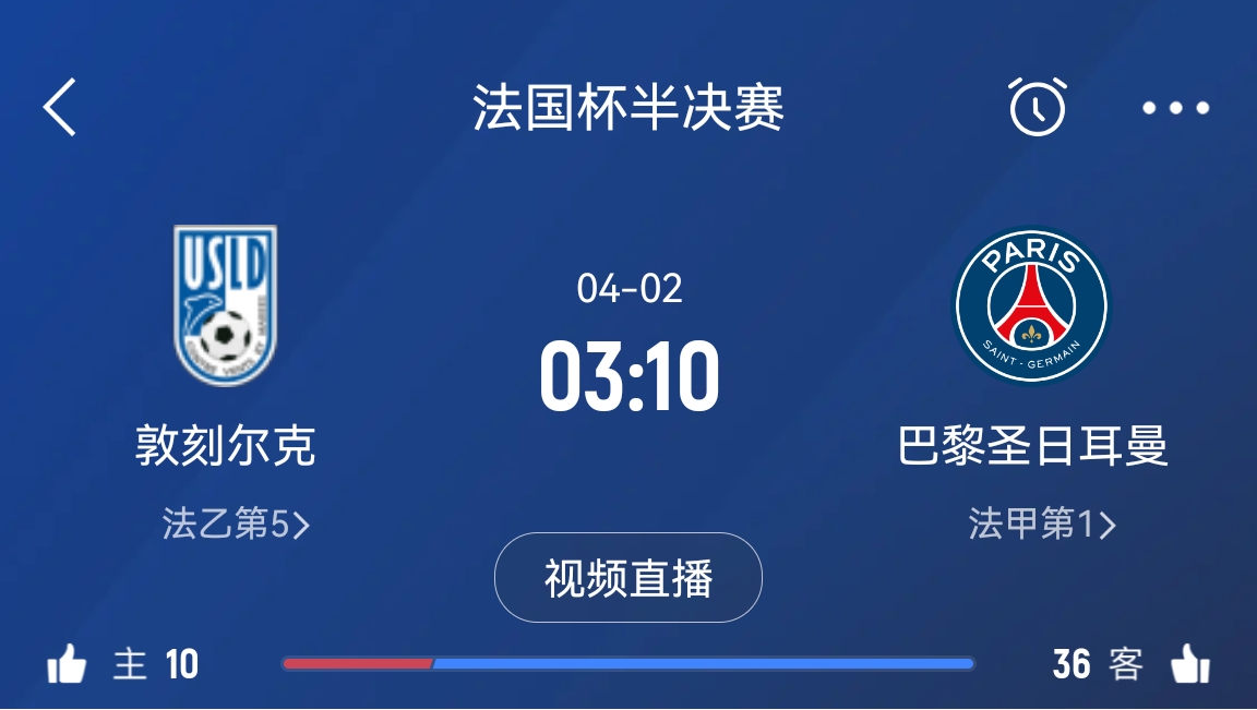 繼續(xù)大撤退？法國杯半決賽敦刻爾克挑戰(zhàn)巴黎，此前連續(xù)逆轉(zhuǎn)法甲隊